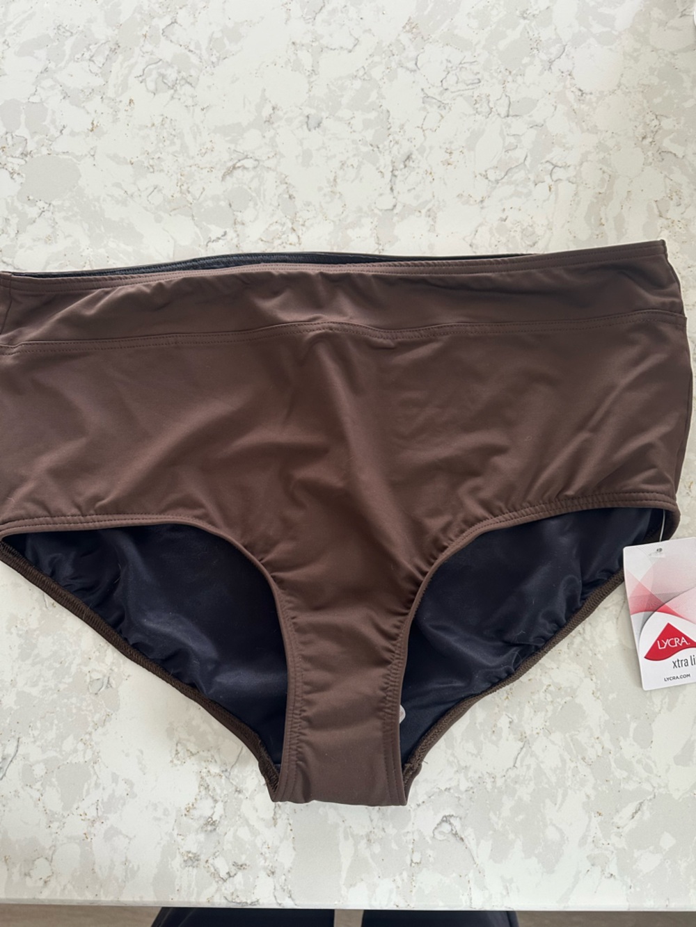 New Lands' End Women's High Waist Bikini Bottoms - Brown